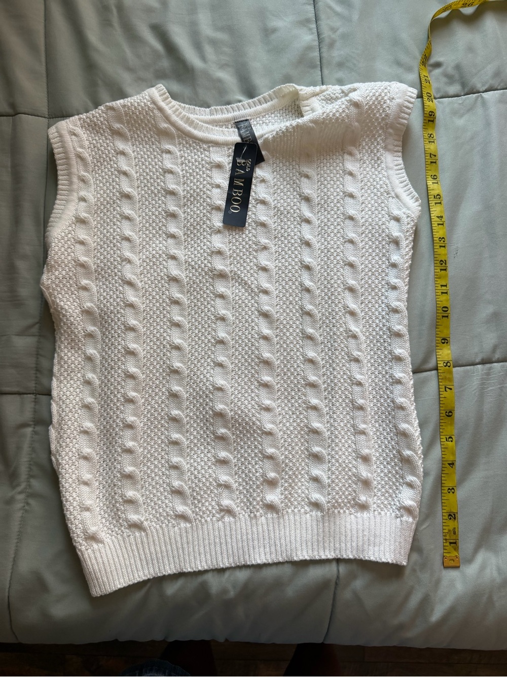 White Cable-Knit Sleeveless Sweater